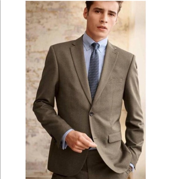 Taupe Textured Slim Fit Suit Set - Picture 3 of 12